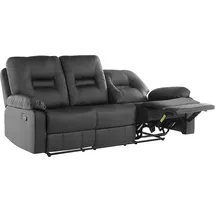Beliani Sofa Schwarz Kunstleder 3-Sitzer Relaxfunktion Retro Wohnzimmer