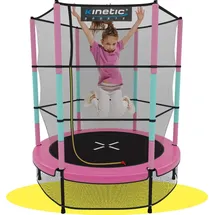 Kinetic Sports Kinder Trampolin JUMPER 140 cm - Inklusive Gummiseil Federung, Sicherheitsnetz mit Reißverschluss, Rahmenpolster, Schutz Bodennetz - Indoor Kindertrampolin Spielzeug