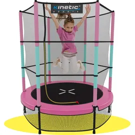 Kinetic Sports Kinder Trampolin JUMPER 140 cm - Inklusive Gummiseil Federung, Sicherheitsnetz mit Reißverschluss, Rahmenpolster, Schutz Bodennetz - Indoor Kindertrampolin Spielzeug