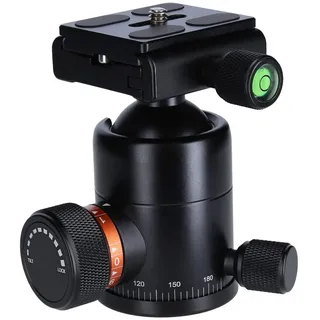 Rollei Stativ Kugelkopf für C6i Stativ, professioneller 360 Grad Stativkopf mit Friktion, 12 KG Tragkraft und 3 Wasserwaagen.Inkl. Acra Swiss Schnellwechselplatte