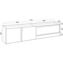 SKRAUT HOME Lowboard 212x50x35 cm Beige Holzwerkstoff