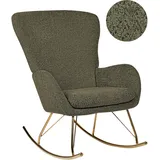 Beliani Schaukelsessel ANASET Bouclé 70 x 80 x 90 cm Dunkelgrün