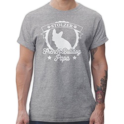 Shirtracer T-Shirt »Stolzer French Bulldog Papa - Geschenk für Hundebesitzer - Herren Premium T-Shirt« Hund Hundeliebhaber Hundefreunde grau S