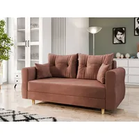 MIRJAN24 Schlafsofa Zako 2, mit Bettkasten und Schlaffunktion, zwei Sitzer, Holzfüße, 167x77x85 cm rosa