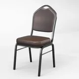 GGMMÖBEL Alexa | 2-er Set | Bankettstuhl | Bankettstühle | Bistrostuhl | Saalstühle | Konferenzstuhl | Gastrostuhl | Leder | Braun | Stapelbar