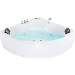 Whirlpool Badewanne weiß Eckmodell mit LED 205 x 145 cm SENADO