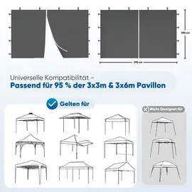 Sekey Seitenwände für Pavillon 3x3 2 Stück 3 x 3 m Grau