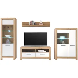 Stella Trading Wohnwand BALIN - Moderne Schrankwand mit LED-Beleuchtung für Ihr Wohnzimmer - 325 x 197 x 45 cm (B/H/T)