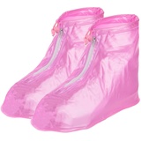 PATIKIL M Wasserfest Schuhe Cover 1 Paar PVC Wiederverwendbar Rutschfeste Überschuhe Regen Galoschen Schneestiefel Protektor mit Reißverschluss für Männer Frauen Regnerisch Draußen Rosa - M