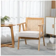 Homcom Relaxsessel Polyester 63 x 78 x 69 cm Beige/Creme mit Kissen