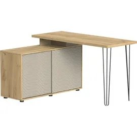 Vicco Notivo Büroschrank 135 x 55 x 77 cm Cashmere/Weiß