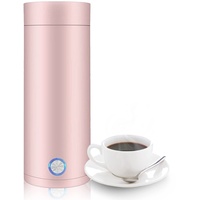 Wasserkocher Reise Wasserkocher 400ml Schneller Wasserkocher Doppelschichtige Edelstahl-Thermoskanne für Milch, Kaffee und Teezubereitung (300w 220V Rosa #1)