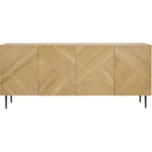 miliboo Design-sideboard aus hellem, massiver Eiche mit Gravur und schwarzem Metall, 4 Türen, B180 cm Archipel
