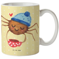 Mr. & Mrs. Panda Tasse Spinne Agathe Kaffee – Gelb Pastell – Geschenk, Tasse, Kaffeebecher, Keramik gelb