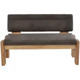 K+W Komfort & Wohnen Polsterbank K+W KOMFORT & WOHNEN, grau (elephant 80, balkeneiche natur), B:161cm H:90cm T:63cm, Sitzbänke, Polsterbank, gepolsterte Stauraumbank, Massivholz, in 2 Breiten 161cm oder 181cm