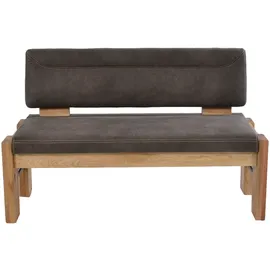 K+W Komfort & Wohnen Polsterbank K+W KOMFORT & WOHNEN, grau (elephant 80, balkeneiche natur), B:161cm H:90cm T:63cm, Sitzbänke, Polsterbank, gepolsterte Stauraumbank, Massivholz, in 2 Breiten 161cm oder 181cm
