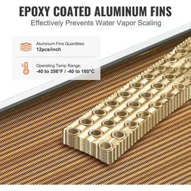 Vevor Wärmetauscher Wasser-Luft 45,72 x 50,8 cm mit 3-reihigen 9,53 mm Kupferanschlüssen 242 Aluminiumlamellen