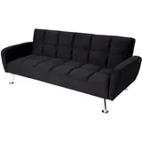 Mendler Schlafcouch Samt 2-Sitzer Schwarz