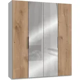 WIMEX Level 200 x 236 x 58 cm Plankeneiche Nachbildung/weiß mit Spiegeltüren