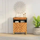 Beistellschrank Braun Und Schwarz 60x33,5x75cm Massivholz Mango