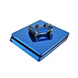 DOTBUY PS4 Slim Skin Aufkleber Sticker Design Folie schützende Haut Schale für Sony Playstation 4 Slim Konsole und 2 Dualshock Controller (Glossy Blue)