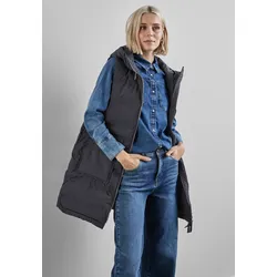 Steppweste STREET ONE, Damen, Gr. 44, blau (gravity blau), Stoff, 100% Polyester, unifarben, casual, gerade Po-bedeckend, ohne Ausschnitt, Westen, wasserabweisend