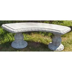 Casa Padrino Jugendstil Stein Gartenbank Grau 156 x 46 x H. 48 cm - Gebogene Garten Sitzbank mit Verzierungen - Stein Garten Bank - Barock & Jugendstil Garten Möbel