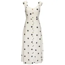 LASCANA Maxikleid Gepunktet Beige/Schwarz 40