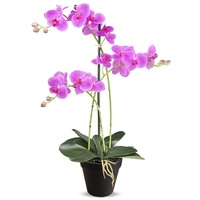HTT Decorations - künstliche Orchidee - Orchidee - in rosa - 63-3 Zweige - im Topf - Deko - Zimmerpflanze