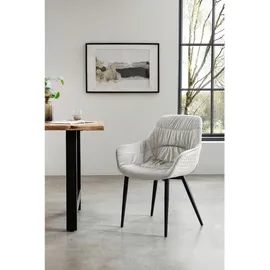 SalesFever Essgruppe, 5 tlg. 160 x 85 cm | Bezug Samt creme Gestell schwarz Tisch Naturfarben | 370018