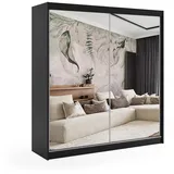 altdecor Schiebetürenschrank Debi 200 x 216 x 61 cm Schwarz