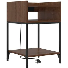 vidaXL Nachttisch mit Regal 2 pcs Braune Eiche 40 x 40 x 61 cm Holzwerkstoff