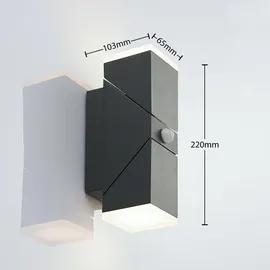 LINDBY Außenwandleuchte Aluminium 22,0 cm mit Bewegungsmelder schwarz