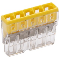 Kopp Wago Compact-Verbindungsdosenklemme 5-Leiter-Klemme gelb 0, 5-2, 5 mm2 Inhalt 10 Stück, Transparent/gelb
