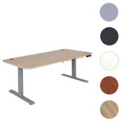 Schreibtisch HWC-D40, Computertisch, elektrisch höhenverstellbar 160x80cm 53kg MVG ~ hellbraun, grau