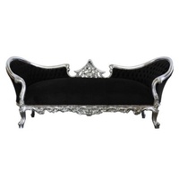 Casa Padrino Barock Sofa Vampire Schwarz / Silber -