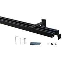 Gardineum - 1.60 m - eckige 20 x 20 Schiene mit Wandträger, 2-läufig, schwarz