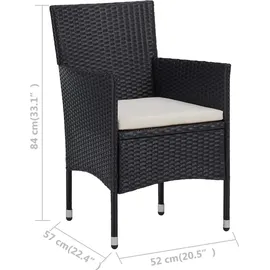 vidaXL Bistroset 3-tlg. Schwarz