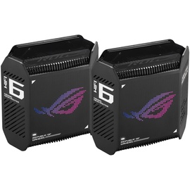Asus ROG Rapture GT6 AX10000 2er Set Tri-Band Gaming Mesh WiFi System kombinierbarer Router (Tethering als 4G und 5G Router-Ersatz, WiFi 6, bis 538qm Abdeckung, 6+ Zimmer, 2,5G Port, AIMesh) schwarz