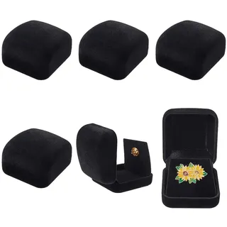 nbeads 6 Stk. Samt Anstecknadel Display Box, 5.3x5.85x3.55cm Anstecknadel Aufbewahrungsboxen Broschen-Sammlung Display-Halter für Schmuck Organizer, Schwarz