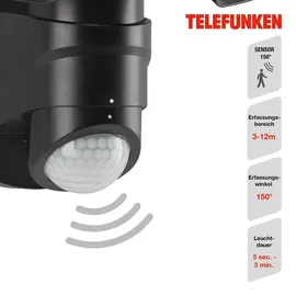 Telefunken Außenleuchte Kunststoff 16,0 cm mit Bewegungsmelder schwarz