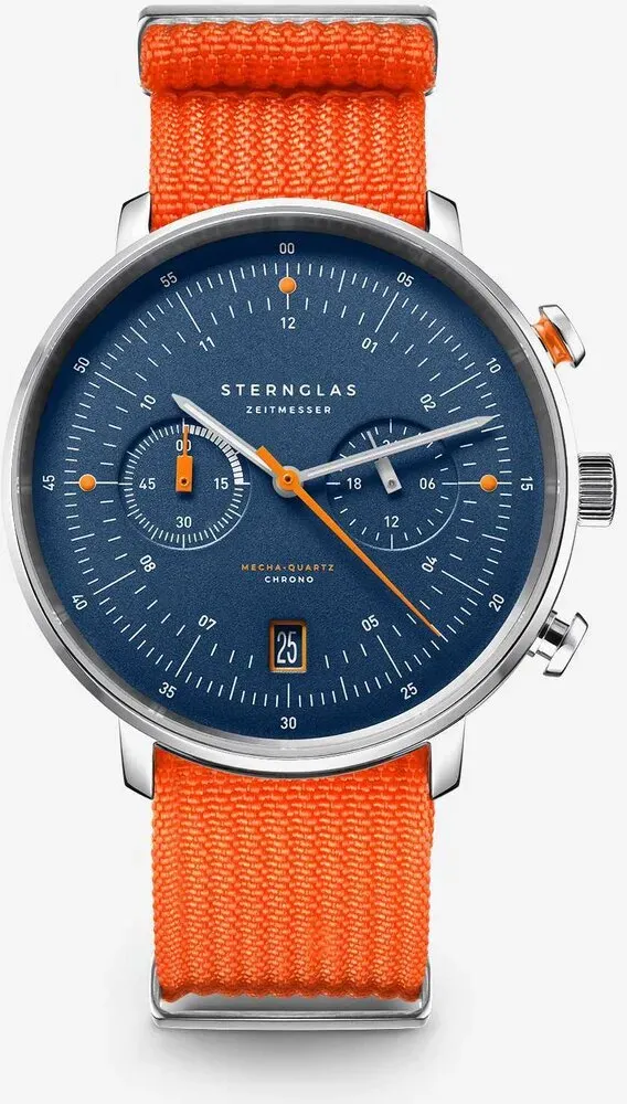 STERNGLAS - HAMBURG CHRONO - EDITION KÜSTE - blau - silber - Field 20 signalorange / 42MM