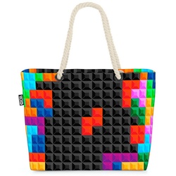 VOID Strandtasche (1-tlg), Video Game Pixel Blöcke Video Game Pixel Blöcke Tetris Block Gamer Re bunt