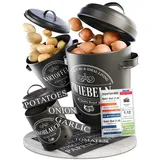 IDEALTASTIC IDEALTASTIC® Premium Kartoffel Aufbewahrungsbox [3 Stück] I Vielseitiges Kartoffeltopf Set mit 360° Belüftungssystem für mehr Frische I Ideal für Zwiebel Aufbewahrung & Kartoffel Aufbewahrung