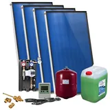 Solarpaket SUNEX für Brauchwasser mit 4x AMX 2.51 Flachkollektoren, 10,04m2, Flachdachmontage, ohne Speicher
