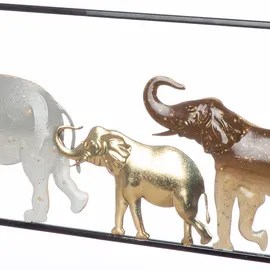 Casablanca modernes Design Wandrelief Savanne, Metall, Elefantenmotiv, glänzend, braun/goldfarben/grau, 25x61x2 cm