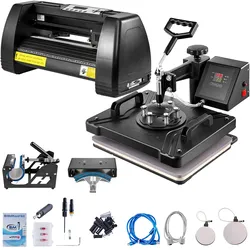 5in1 Hitzepresse 14" Vinyl Schneideplotter Desktop Schrittmotor 3 Klingen