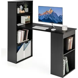 Costway Schreibtisch mit Bücherregal, Computertisch mit 6 Regalen, PC-Tisch mit Regal rechts oder Links, Bürotisch, 122 x 56 x 122 cm Arbeitszimmer, Schreibtische, Computertische