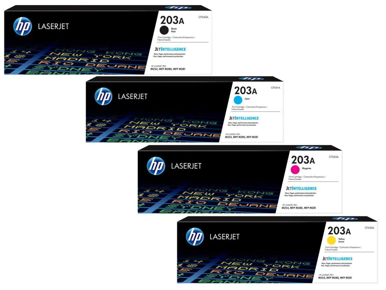 HP Origina l203A Toner - 5er Multipack (2x CF540A, CF541A, CF543A, CF542A)