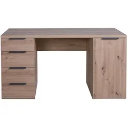Schreibtisch COMPOSAD "Espressso,Schreibtisch, Büroschreibtisch, Computerschreibtisch", braun (eiche honig, eiche honig, eiche honig), B:146cm H:75,4cm T:59,6cm, Tische, mit 4 Schubladen und 1 Tür